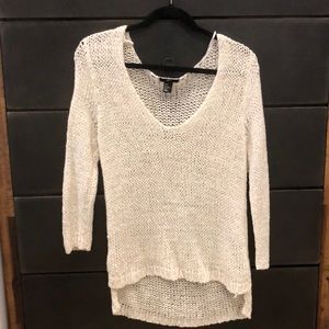Loose White Knit Sweater Top, Size M H&M